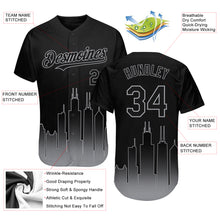 Загрузить изображение в средство просмотра галереи, Custom Black Gray 3D Chicago City Edition Fade Fashion Authentic Baseball Jersey