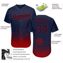Load image into Gallery viewer, Custom Navy Red 3D Atlanta City Edition Fade Fashion Authentic Baseball Jersey
