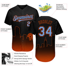 Загрузить изображение в средство просмотра галереи, Custom Black Powder Blue-Orange 3D Miami City Edition Fade Fashion Authentic Baseball Jersey