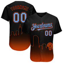 Загрузить изображение в средство просмотра галереи, Custom Black Powder Blue-Orange 3D Miami City Edition Fade Fashion Authentic Baseball Jersey