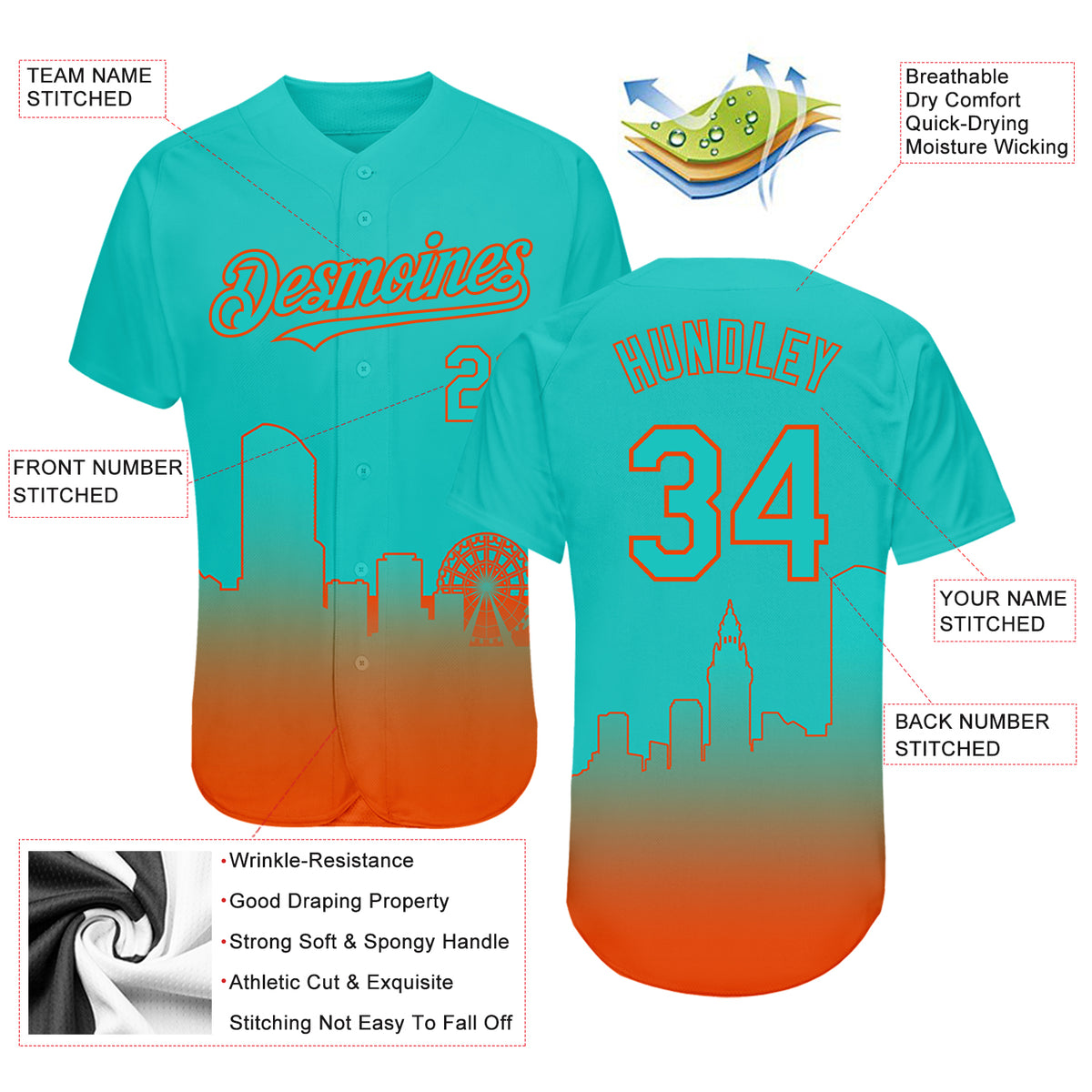 Cheap Custom Aqua Orange 3D Miami City Edition Fade Fasion Authentic Baseball  Jersey Free Shipping – CustomJerseysPro