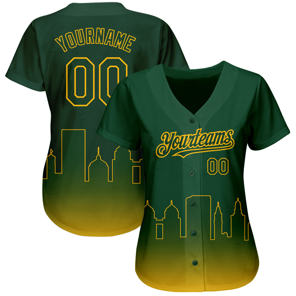 Cheap Custom Green Gold 3D Oakland City Edition Fade Fasion Authentic  Baseball Jersey Free Shipping – CustomJerseysPro