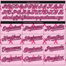 Load image into Gallery viewer, Custom Pink Black 3D Pink Ribbon Breast Cancer Awareness Month Women Health Care Support Authentic Baseball Jersey
