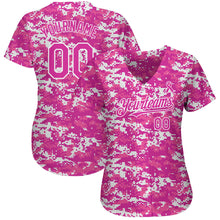 Загрузить изображение в средство просмотра галереи, Custom Camo Deep Pink-Black 3D Pink Ribbon Breast Cancer Awareness Month Women Health Care Support Authentic Baseball Jersey
