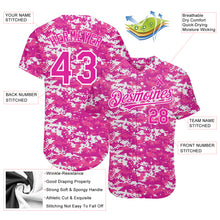 Load image into Gallery viewer, Custom Camo Deep Pink-Black 3D Pink Ribbon Breast Cancer Awareness Month Women Health Care Support Authentic Baseball Jersey
