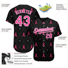 Загрузить изображение в средство просмотра галереи, Custom Black Pink-White 3D Pink Ribbon Breast Cancer Awareness Month Women Health Care Support Authentic Baseball Jersey
