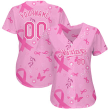 Загрузить изображение в средство просмотра галереи, Custom Pink White 3D Pink Ribbon Breast Cancer Awareness Month Women Health Care Support Authentic Baseball Jersey