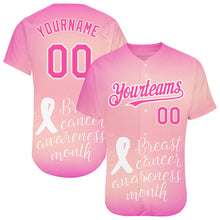 Загрузить изображение в средство просмотра галереи, Custom Pink White 3D Pink Ribbon Breast Cancer Awareness Month Women Health Care Support Authentic Baseball Jersey