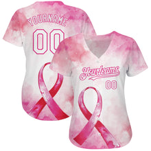 Загрузить изображение в средство просмотра галереи, Custom Pink White-Hot Pink 3D Pink Ribbon Breast Cancer Awareness Month Women Health Care Support Authentic Baseball Jersey