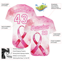Load image into Gallery viewer, Custom Pink White-Hot Pink 3D Pink Ribbon Breast Cancer Awareness Month Women Health Care Support Authentic Baseball Jersey
