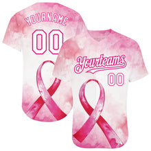 Загрузить изображение в средство просмотра галереи, Custom Pink White-Hot Pink 3D Pink Ribbon Breast Cancer Awareness Month Women Health Care Support Authentic Baseball Jersey