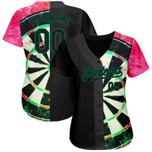Загрузить изображение в средство просмотра галереи, Custom Black Kelly Green-Red 3D Pattern Design Dart Board Authentic Baseball Jersey