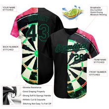Загрузить изображение в средство просмотра галереи, Custom Black Kelly Green-Red 3D Pattern Design Dart Board Authentic Baseball Jersey