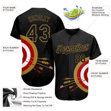 Загрузить изображение в средство просмотра галереи, Custom Black Old Gold-Red 3D Pattern Design Dart Board Target Authentic Baseball Jersey