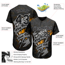 Загрузить изображение в средство просмотра галереи, Custom Black Gray 3D Pattern Design Play Dart Drink Beer Authentic Baseball Jersey