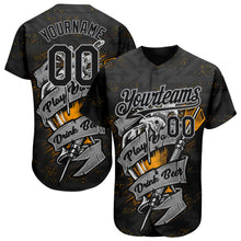 Загрузить изображение в средство просмотра галереи, Custom Black Gray 3D Pattern Design Play Dart Drink Beer Authentic Baseball Jersey