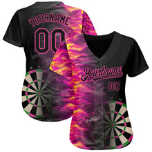 Загрузить изображение в средство просмотра галереи, Custom Black Pink 3D Pattern Design Fiery Dart Board Authentic Baseball Jersey