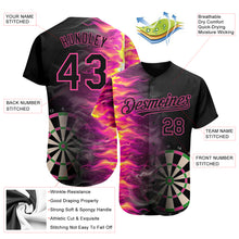 Загрузить изображение в средство просмотра галереи, Custom Black Pink 3D Pattern Design Fiery Dart Board Authentic Baseball Jersey