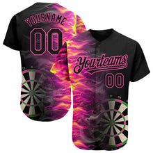 Загрузить изображение в средство просмотра галереи, Custom Black Pink 3D Pattern Design Fiery Dart Board Authentic Baseball Jersey