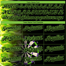 Laden Sie das Bild in den Galerie-Viewer, Custom Black Neon Green 3D Pattern Design Fiery Dart Board Authentic Baseball Jersey