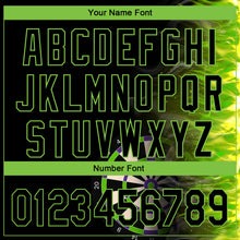 Laden Sie das Bild in den Galerie-Viewer, Custom Black Neon Green 3D Pattern Design Fiery Dart Board Authentic Baseball Jersey