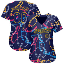 Загрузить изображение в средство просмотра галереи, Custom Navy Gold 3D Pattern Design Bowling Authentic Baseball Jersey