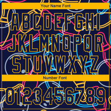 Загрузить изображение в средство просмотра галереи, Custom Navy Gold 3D Pattern Design Bowling Authentic Baseball Jersey