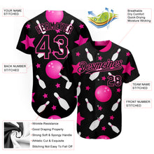 Загрузить изображение в средство просмотра галереи, Custom Black Pink 3D Pattern Design Bowling Authentic Baseball Jersey