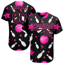 Загрузить изображение в средство просмотра галереи, Custom Black Pink 3D Pattern Design Bowling Authentic Baseball Jersey