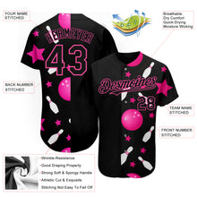 Загрузить изображение в средство просмотра галереи, Custom Black Pink 3D Pattern Design Bowling Authentic Baseball Jersey