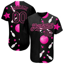 Загрузить изображение в средство просмотра галереи, Custom Black Pink 3D Pattern Design Bowling Authentic Baseball Jersey