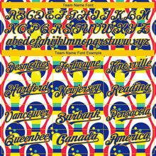 Загрузить изображение в средство просмотра галереи, Custom White Royal-Yellow 3D Pattern Design Bowling Authentic Baseball Jersey