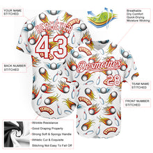 Laden Sie das Bild in den Galerie-Viewer, Custom White Red 3D Pattern Design Firely Bowling Authentic Baseball Jersey