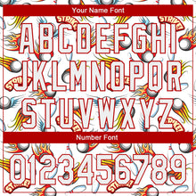 Laden Sie das Bild in den Galerie-Viewer, Custom White Red 3D Pattern Design Firely Bowling Authentic Baseball Jersey