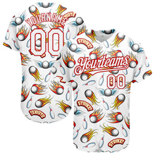 Laden Sie das Bild in den Galerie-Viewer, Custom White Red 3D Pattern Design Firely Bowling Authentic Baseball Jersey