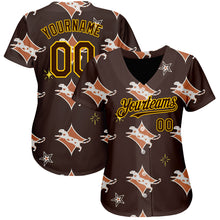 Charger l'image dans la galerie, Custom Brown Yellow 3D Pattern Design Leopard Authentic Baseball Jersey