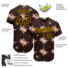 Charger l'image dans la galerie, Custom Brown Yellow 3D Pattern Design Leopard Authentic Baseball Jersey