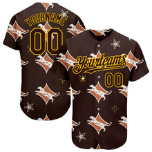 Charger l'image dans la galerie, Custom Brown Yellow 3D Pattern Design Leopard Authentic Baseball Jersey