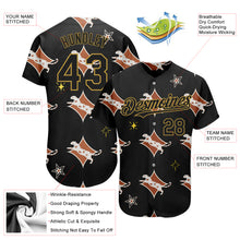 Загрузить изображение в средство просмотра галереи, Custom Black Old Gold 3D Pattern Design Leopard Authentic Baseball Jersey