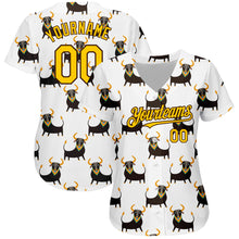 Charger l'image dans la galerie, Custom White Yellow-Brown 3D Pattern Design Ox Authentic Baseball Jersey