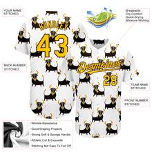 Charger l'image dans la galerie, Custom White Yellow-Brown 3D Pattern Design Ox Authentic Baseball Jersey