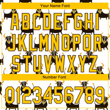 Charger l'image dans la galerie, Custom White Yellow-Brown 3D Pattern Design Ox Authentic Baseball Jersey