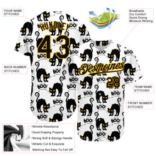 Load image into Gallery viewer, Custom White Black-Yellow 3D Pattern Design Cat Authentic Baseball Jersey