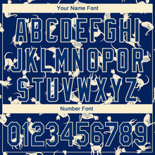 Load image into Gallery viewer, Custom US Navy Blue Cream 3D Pattern Design Cat Authentic Baseball Jersey