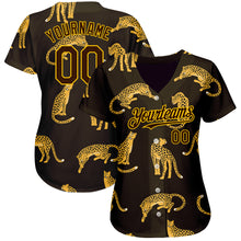 Загрузить изображение в средство просмотра галереи, Custom Brown Yellow 3D Pattern Design Leopard Authentic Baseball Jersey