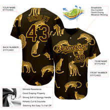 Загрузить изображение в средство просмотра галереи, Custom Brown Yellow 3D Pattern Design Leopard Authentic Baseball Jersey
