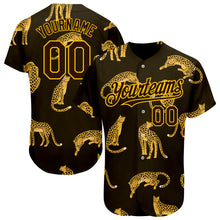 Загрузить изображение в средство просмотра галереи, Custom Brown Yellow 3D Pattern Design Leopard Authentic Baseball Jersey