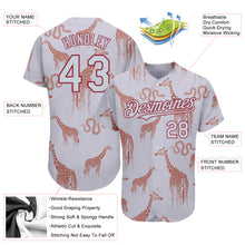 Загрузить изображение в средство просмотра галереи, Custom Gray Silver-Cardinal 3D Pattern Design Giraffe And Snake Authentic Baseball Jersey