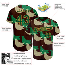 Load image into Gallery viewer, Custom Black Green-Old Gold 3D Pattern Design Bird Authentic Baseball Jersey