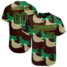 Load image into Gallery viewer, Custom Black Green-Old Gold 3D Pattern Design Bird Authentic Baseball Jersey
